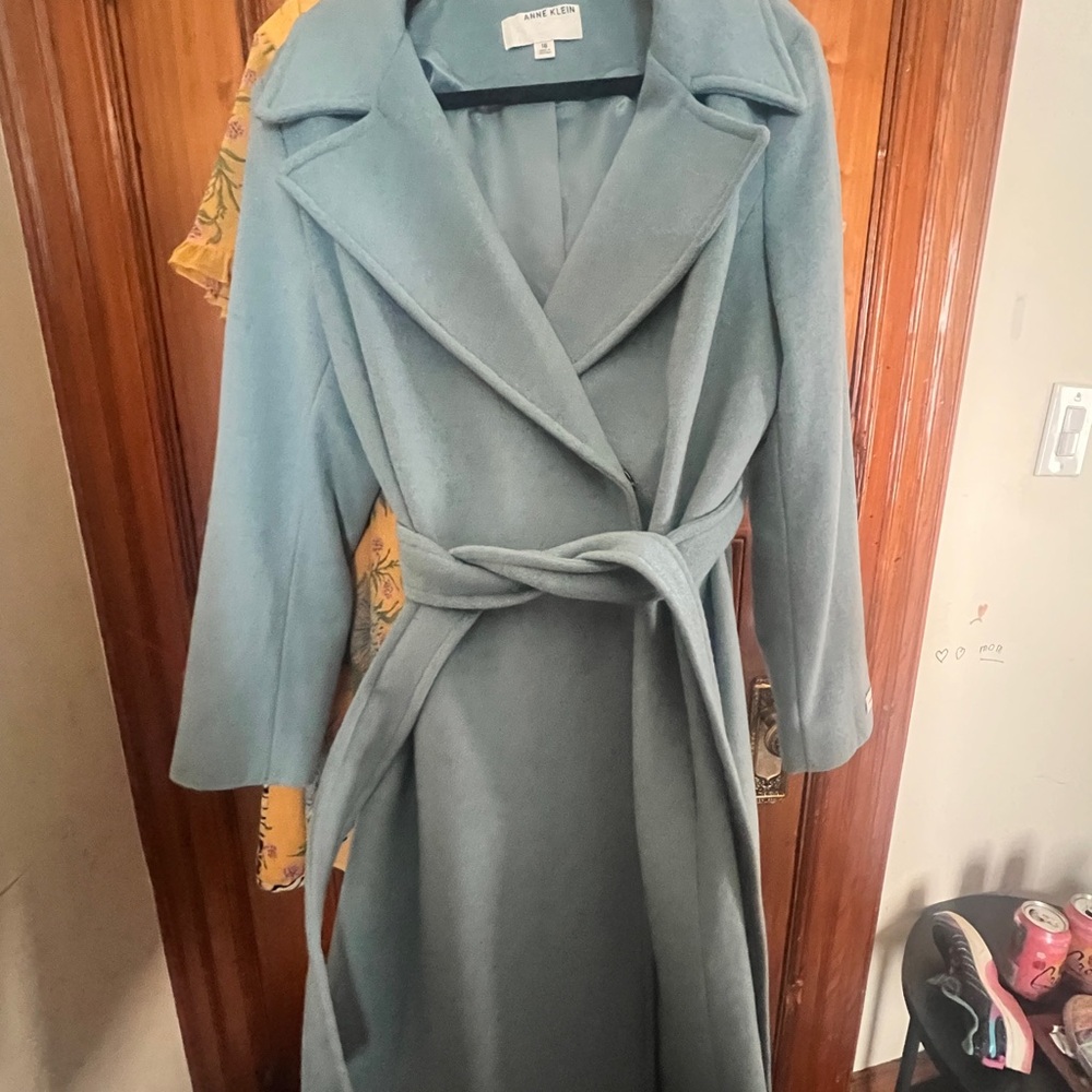 Anne Klein Blue Cashmere Blend Coat Sz 16